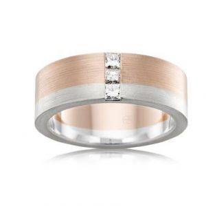 18ct Multitone Gents Diamond Wedding Ring