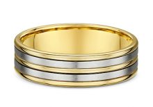 Two Tone Gold Strip Rounded Wedding Ring-782A00Two Tone Flat Square Wedding Ring -622A03 Two Tone Double Ribbed Wedding Ring- 641A00