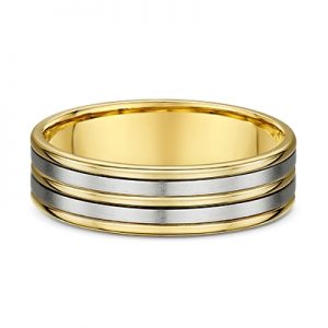 Two Tone Gold Strip Rounded Wedding Ring-782A00Two Tone Flat Square Wedding Ring -622A03 Two Tone Double Ribbed Wedding Ring- 641A00