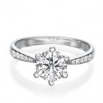 Brilliant Cut Solitaire Engagement Ring With Diamonds In Band-FJ8217