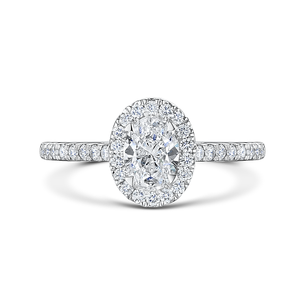 Oval Diamond Halo Engagement