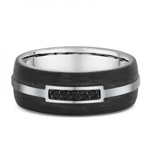 Carbon Fibre and Gold wedding ring -585B009ct White Gold Black Diamond and Carbon Fibre Wedding Ring -667B00 9ct White Gold Black Diamond Set And Carbon Fibre Wedding Ring-669B00