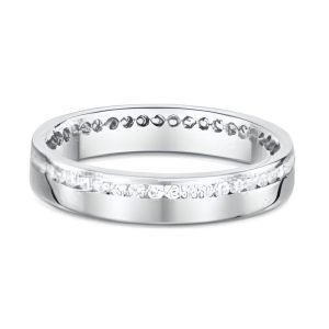 18ct Yellow Gold 10-11mm Pearl 0.39ct Diamond Dress Earrings18ct White Gold Ladies Emerald Cut East West Set Ring-F4186 18ct White Gold Fine Channel Diamonds On Rounded Edge Wedding Band
