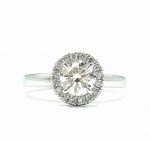 round diamond enagagement ring with halo setting