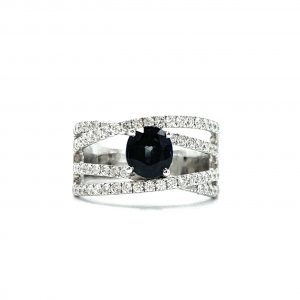 18ct white gold doam and sapphire dress ring