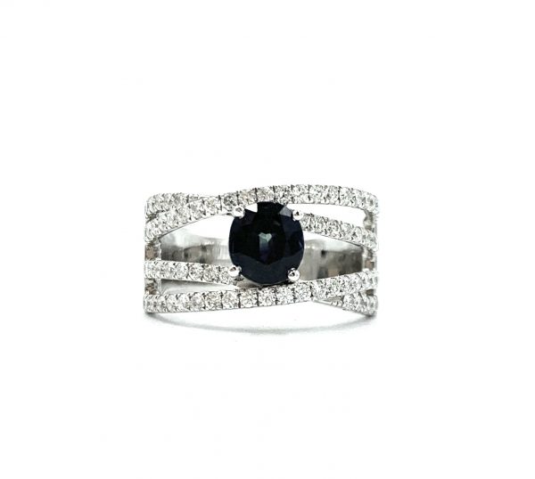 18ct white gold doam and sapphire dress ring