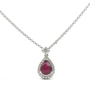 18ct white gold ruby and diamond halo