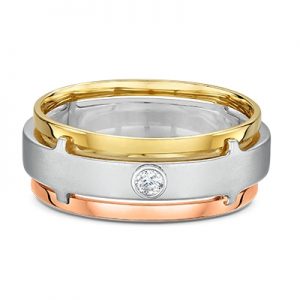  9ct Two Tone Low Rounded Channel Diamond Wedding Ring -51680009ct Two Tone Puzzle Style Diamond Set Wedding Ring -2751000 9ct Three Tone Diamond Set Wedding Ring With Three Bands Overlayed