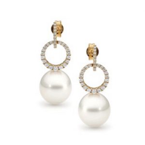 pearl and diamond drop earrings