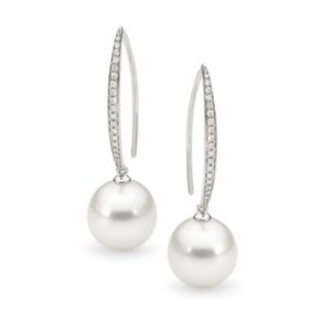 pearl and diamond drop earrings