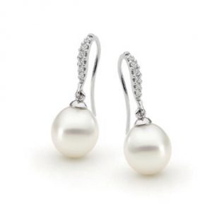 Allure pearl and diamond drop earrings
