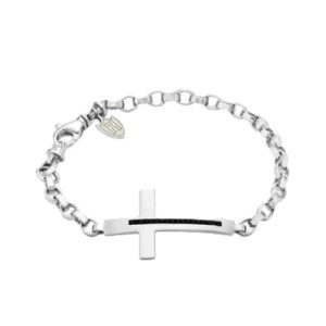 hoxton silver cross black diamond bracelet