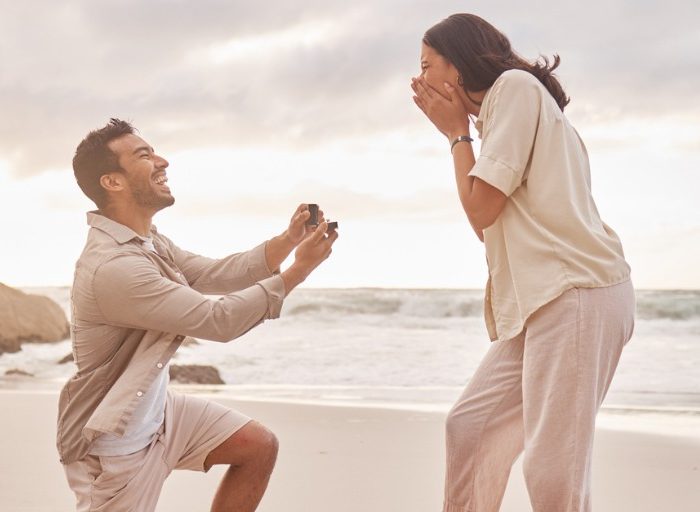 man with engagement ring proposing to a girl