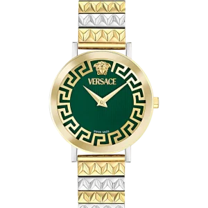 Ladies two tone Versace Daedalus green dial watch